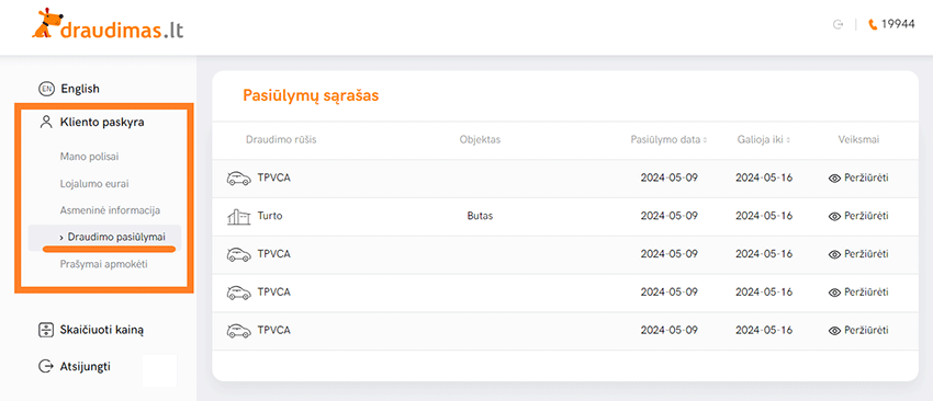 Privataus kliento zona